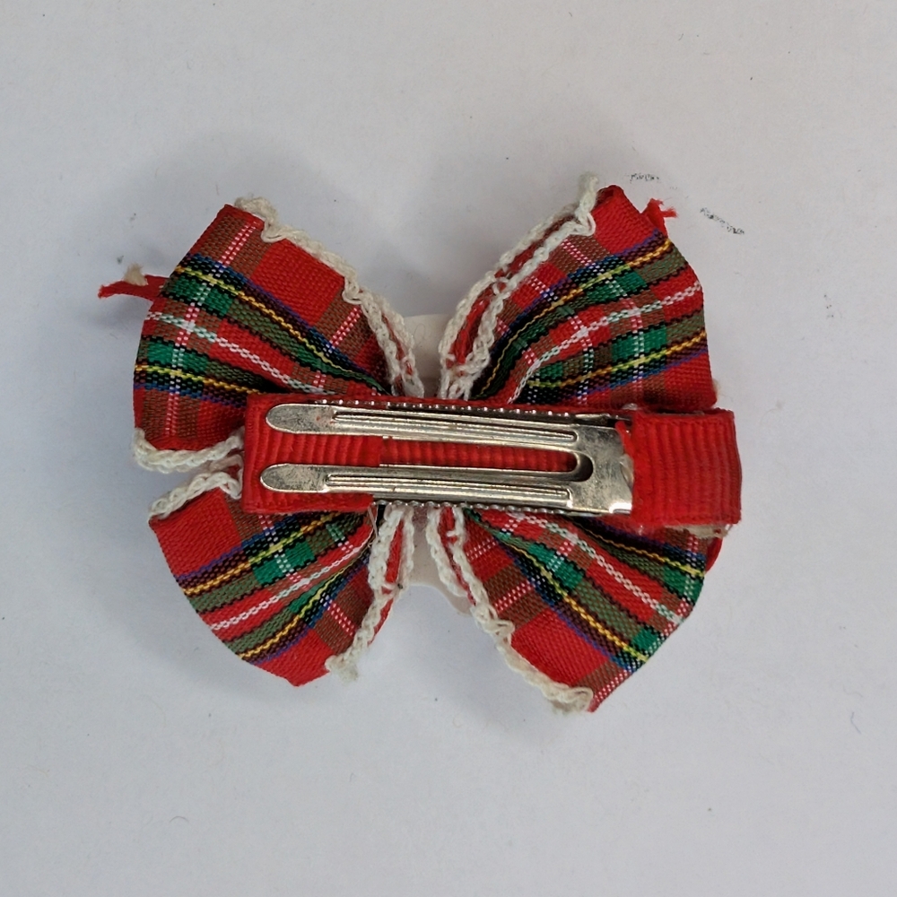 Hello Kitty Y2K Cat Cartoon Custom Red Tartan Clip in hair Bow - Picture 2 of 3
